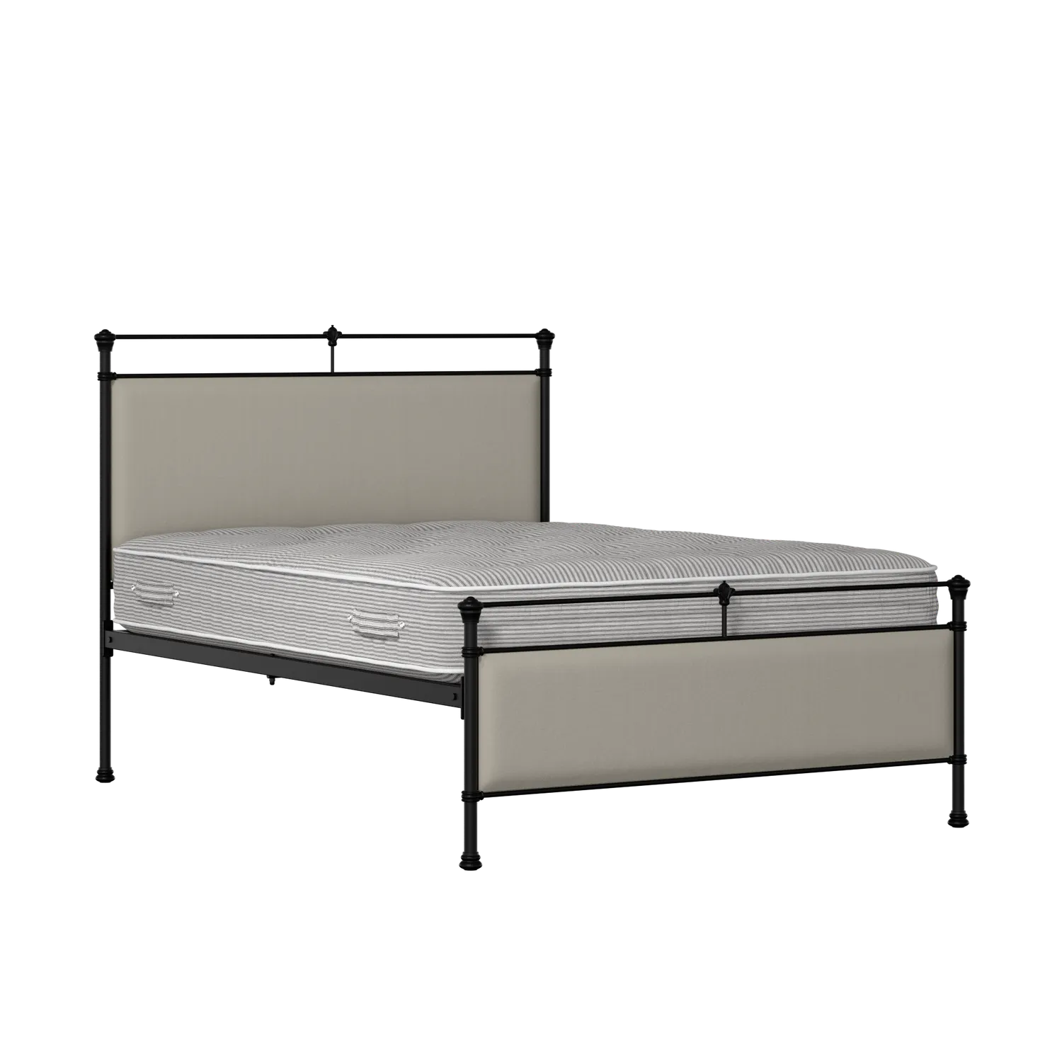 Nancy iron/metal upholstered bed in black with Silver fabric