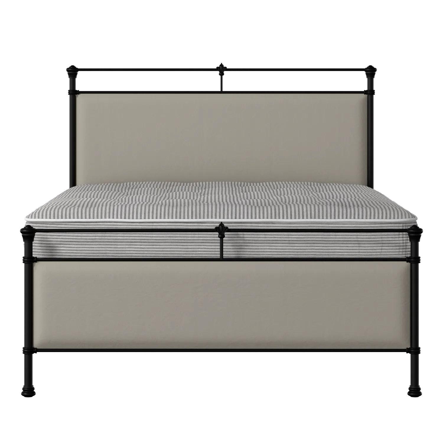 Nancy iron/metal upholstered bed in black with Silver fabric