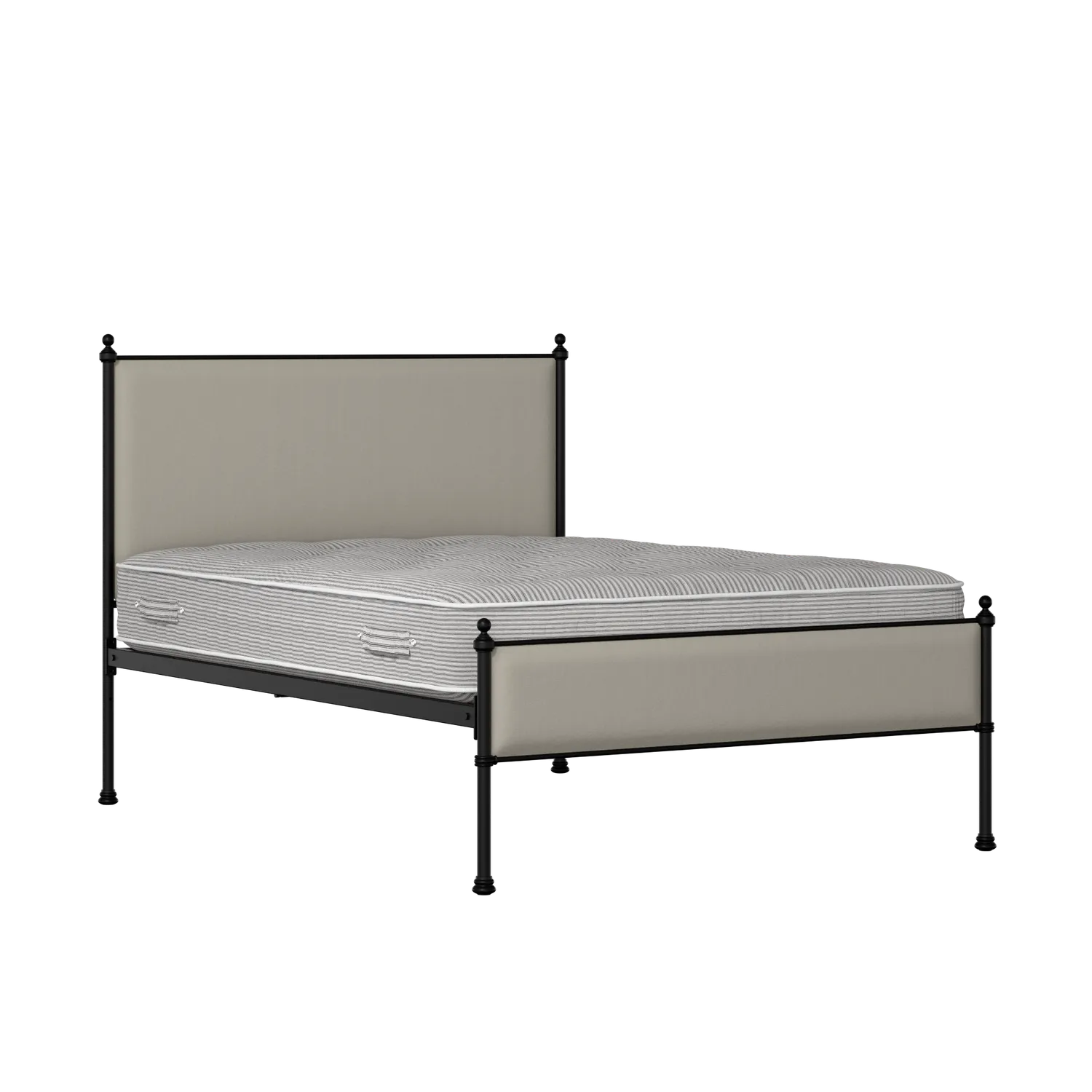 Neville Slim iron/metal upholstered bed in black with Silver fabric