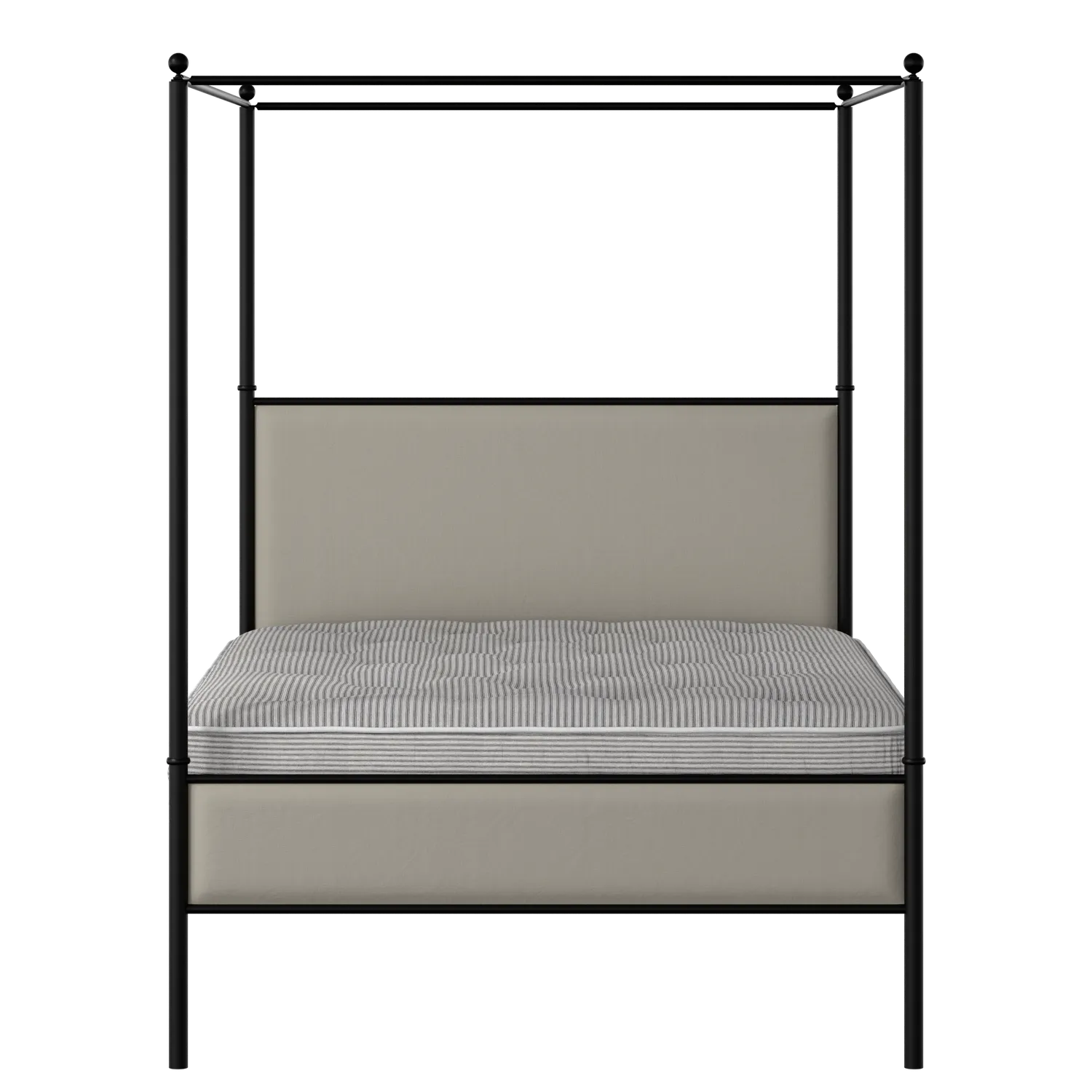 Reims Slim iron/metal upholstered bed in black with Silver fabric