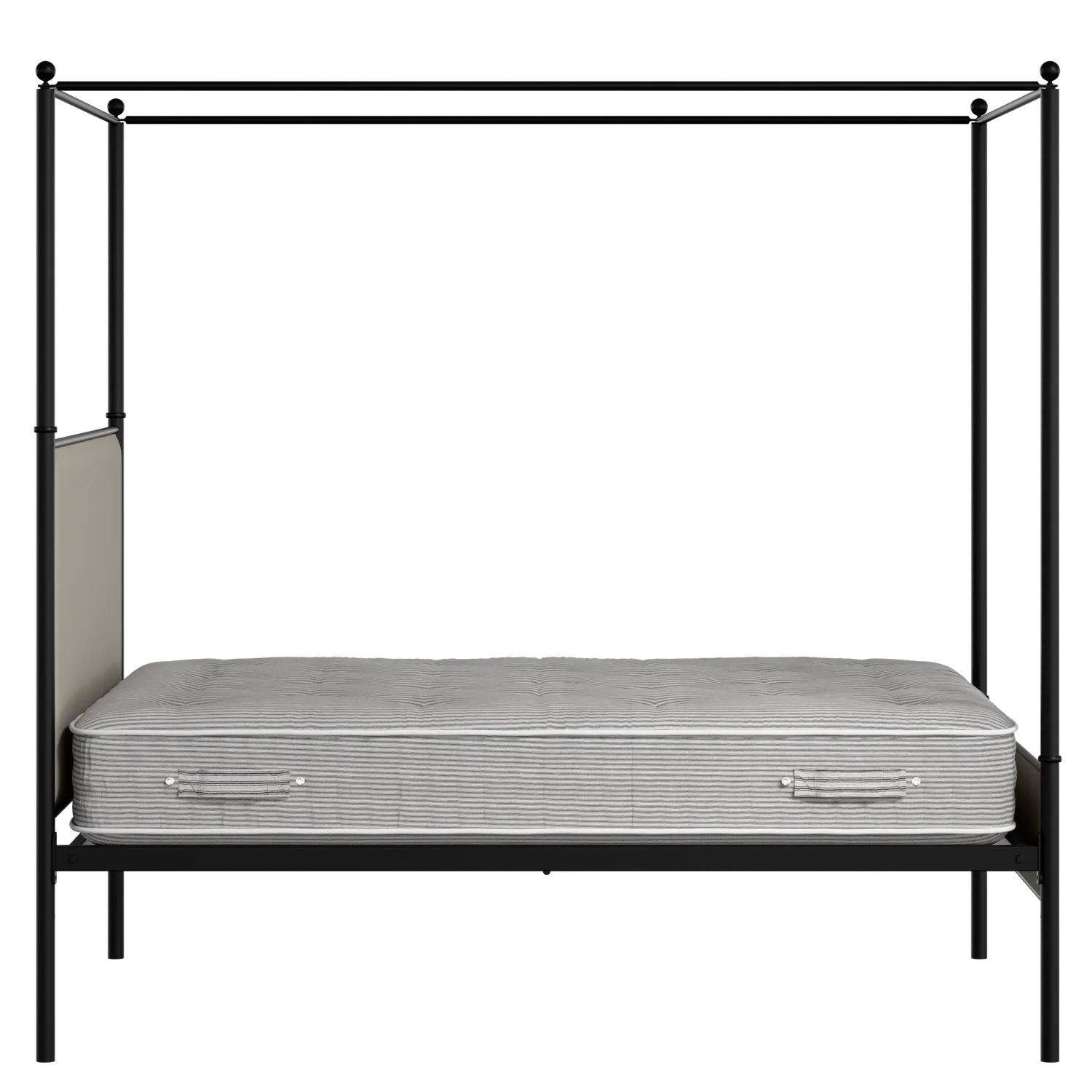 Reims Slim iron/metal upholstered bed in black with Silver fabric