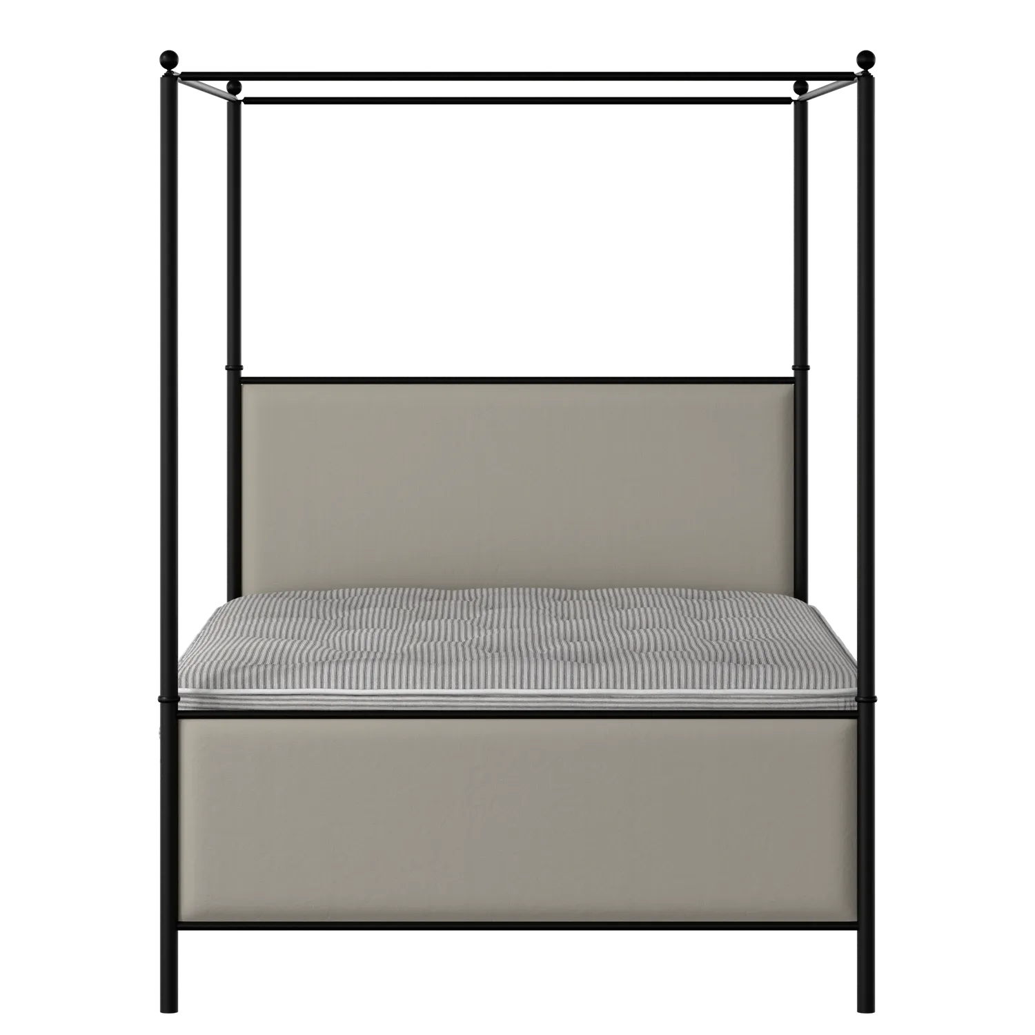 Reims iron/metal upholstered bed in black with Silver fabric