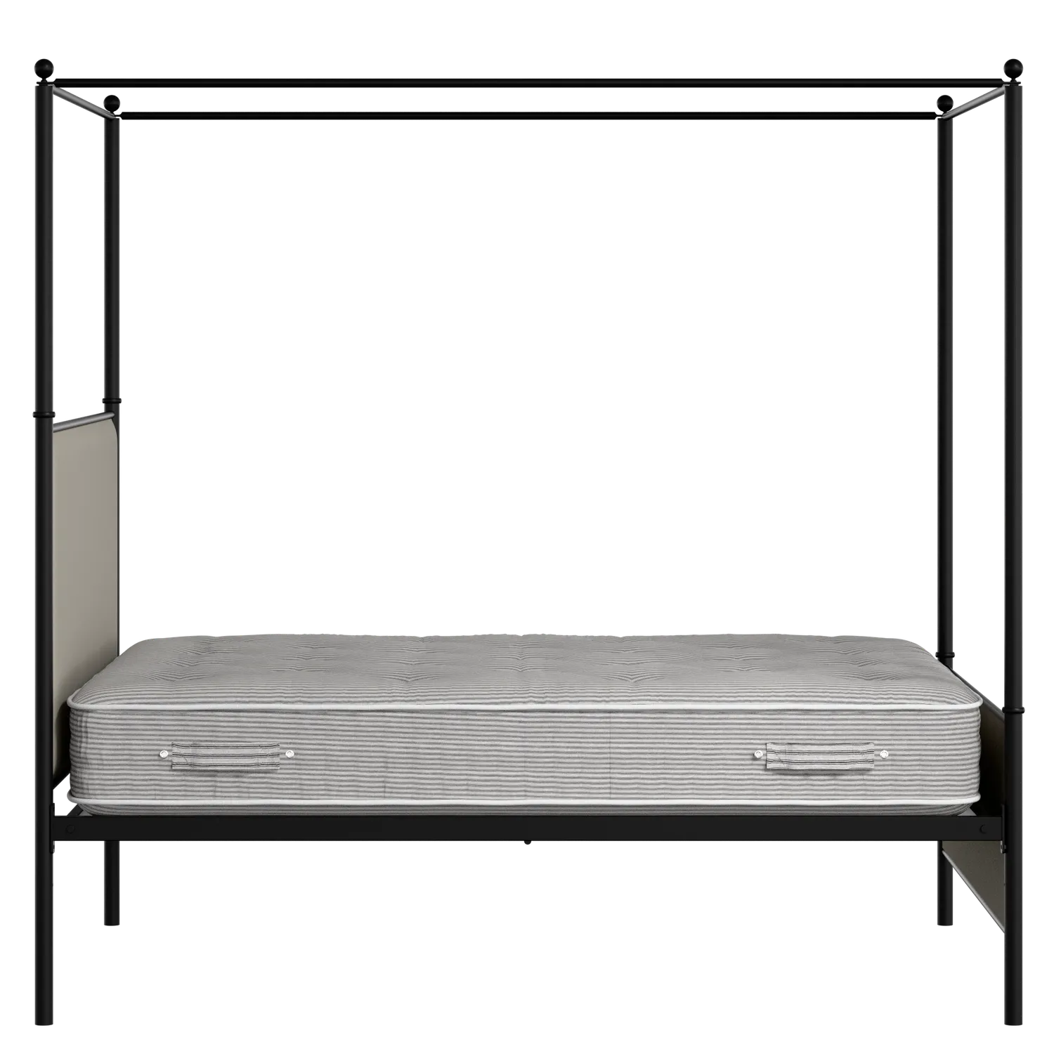 Reims iron/metal upholstered bed in black with Silver fabric