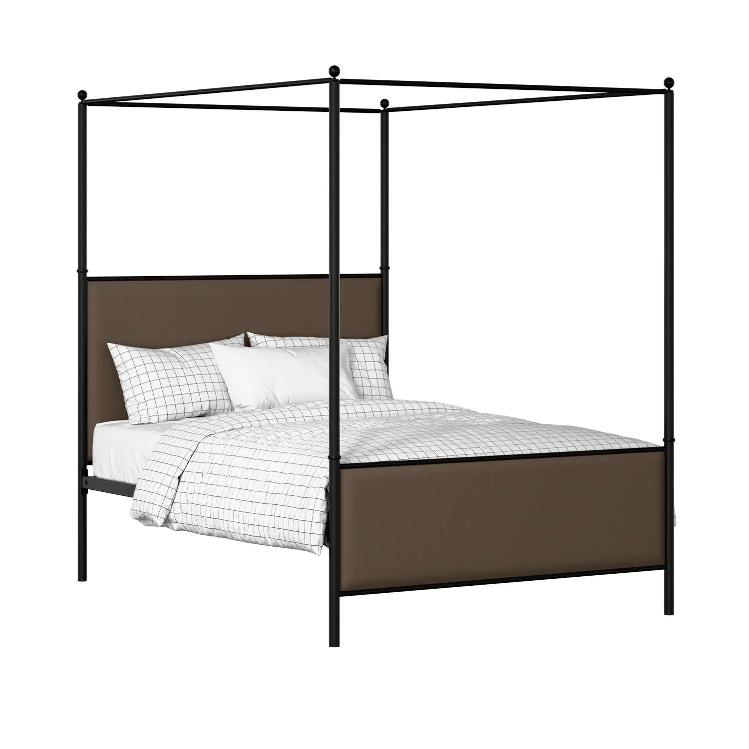 Reims iron/metal upholstered bed in black with storm grey fabric