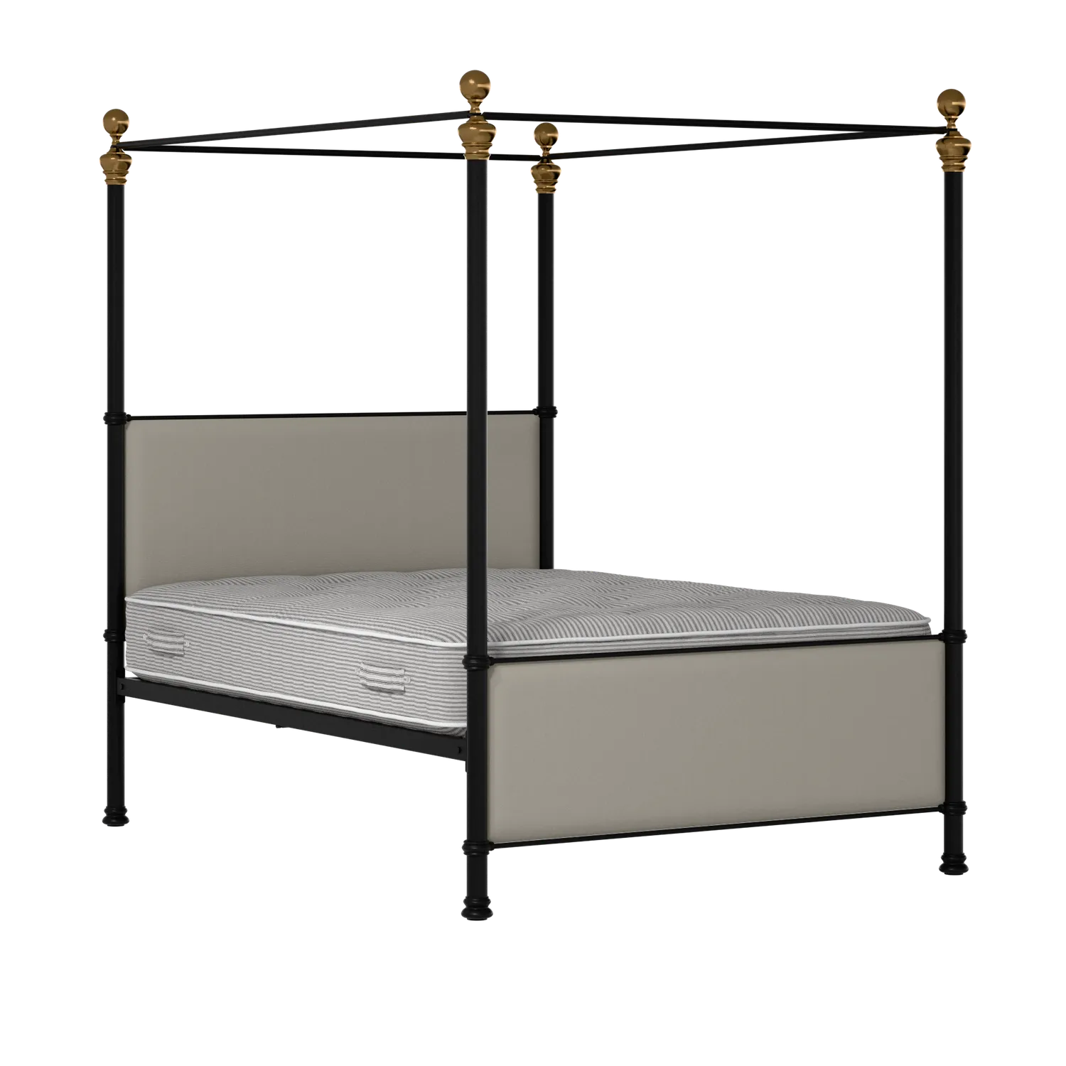 Riviere iron/metal upholstered bed in black with Silver fabric