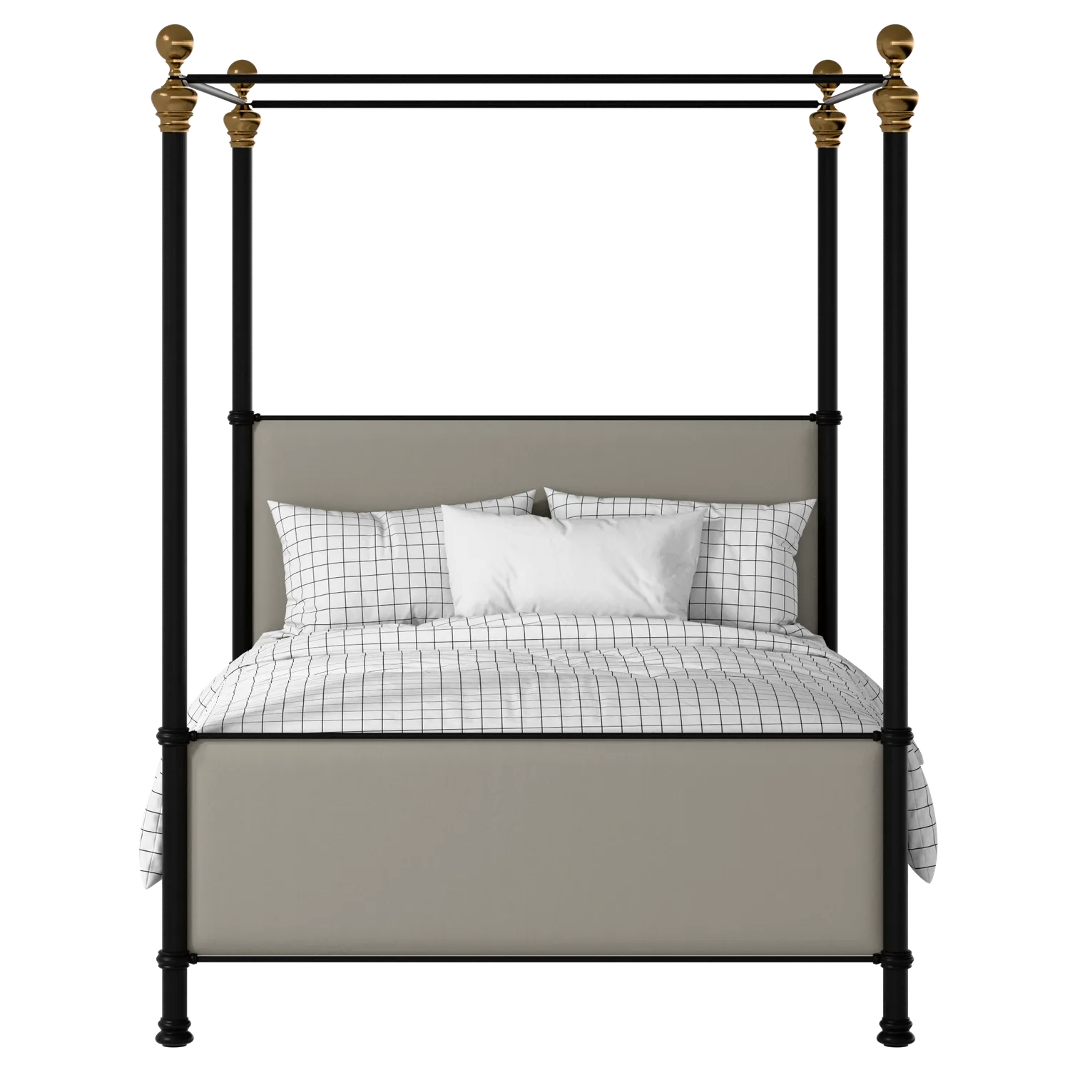 Riviere iron/metal upholstered bed in black with Silver fabric