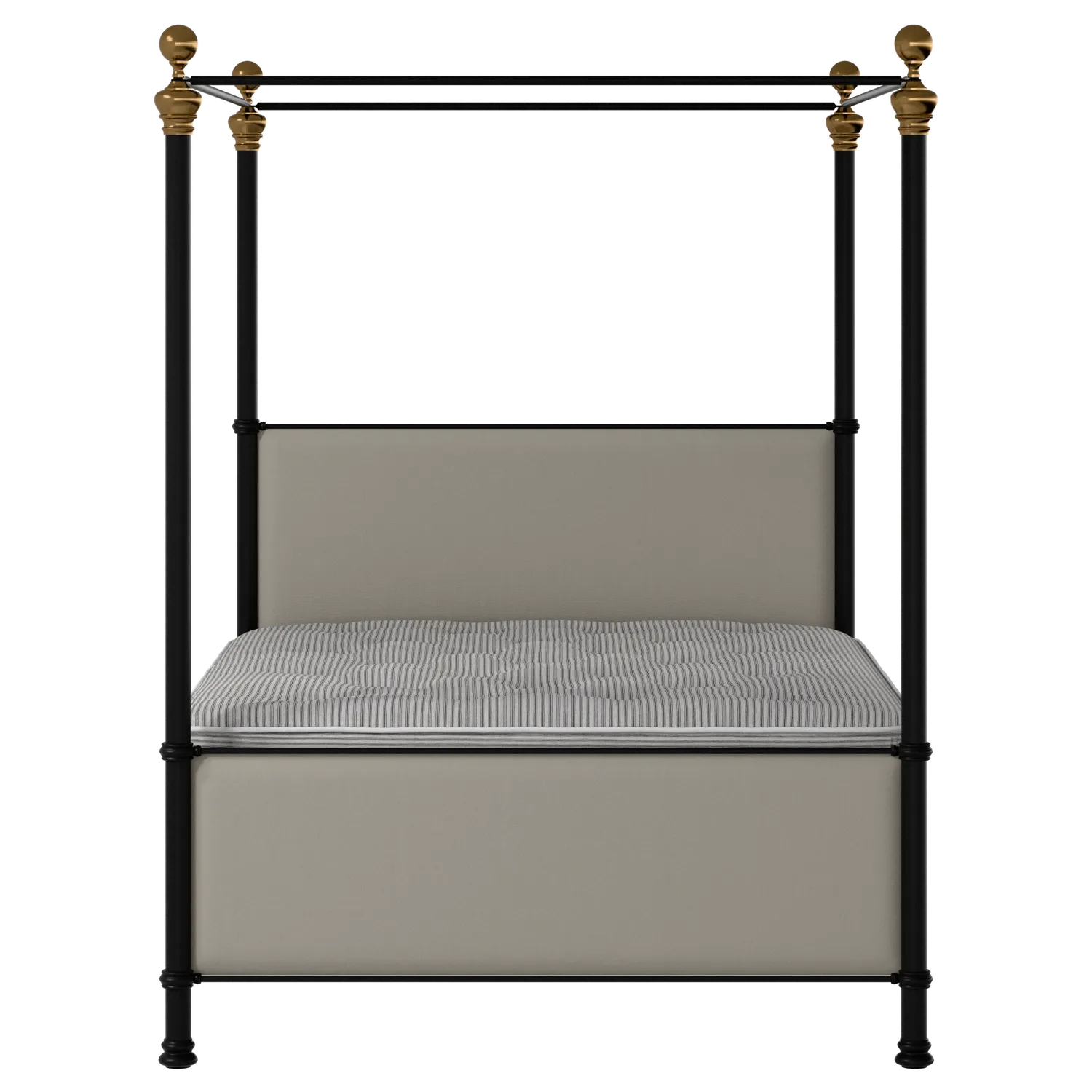 Riviere iron/metal upholstered bed in black with Silver fabric