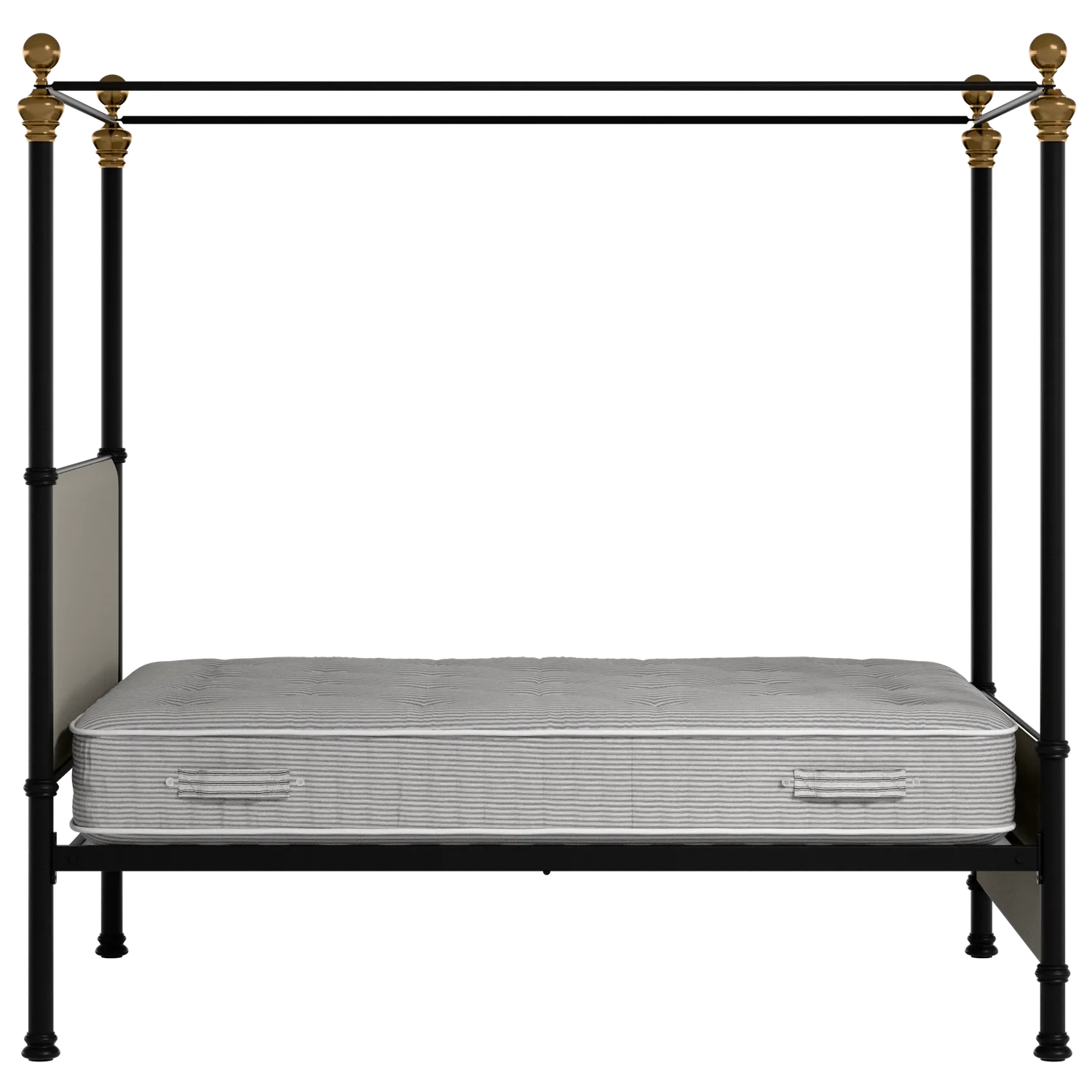 Riviere iron/metal upholstered bed in black with Silver fabric