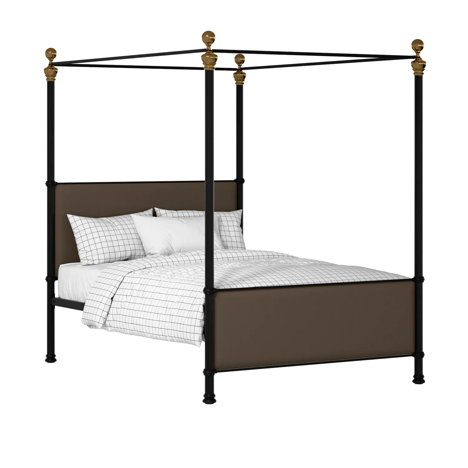 Riviere iron/metal upholstered bed in black with storm grey fabric