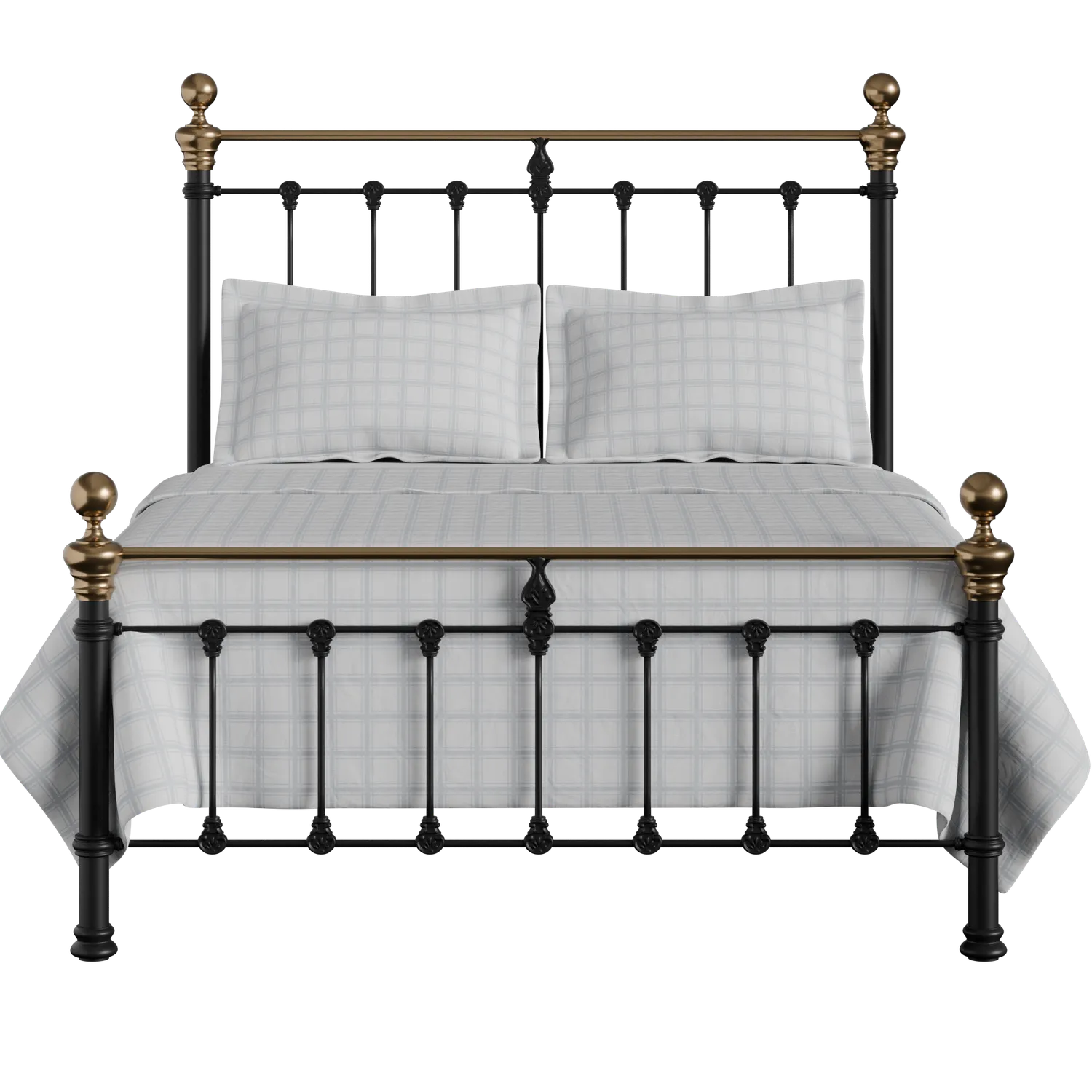 Iron & Brass Sleigh Bed - Iron Beds