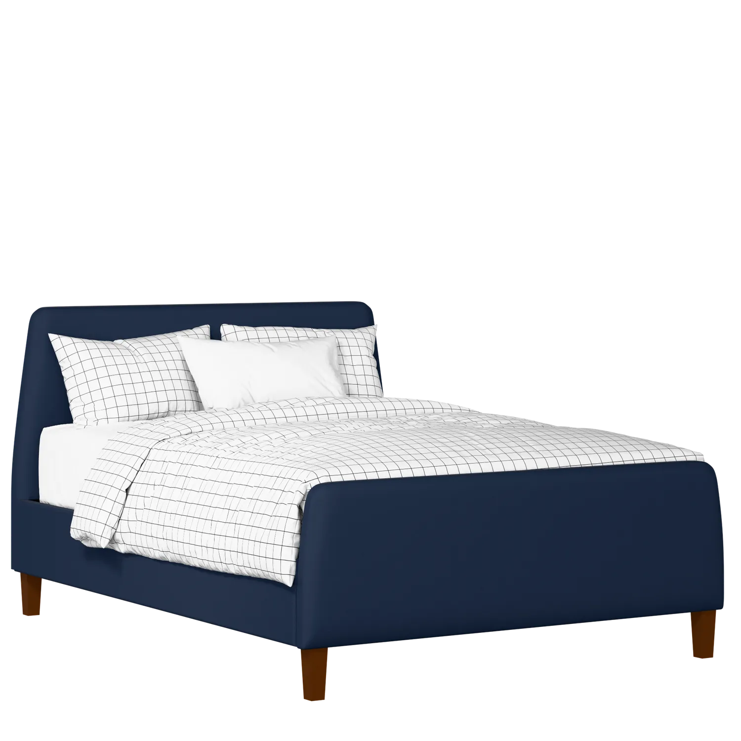 Hanwell upholstered bed in oxford blue fabric