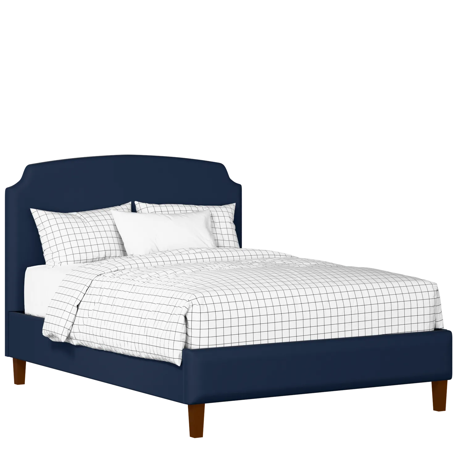 Poole Slim upholstered bed in oxford blue fabric