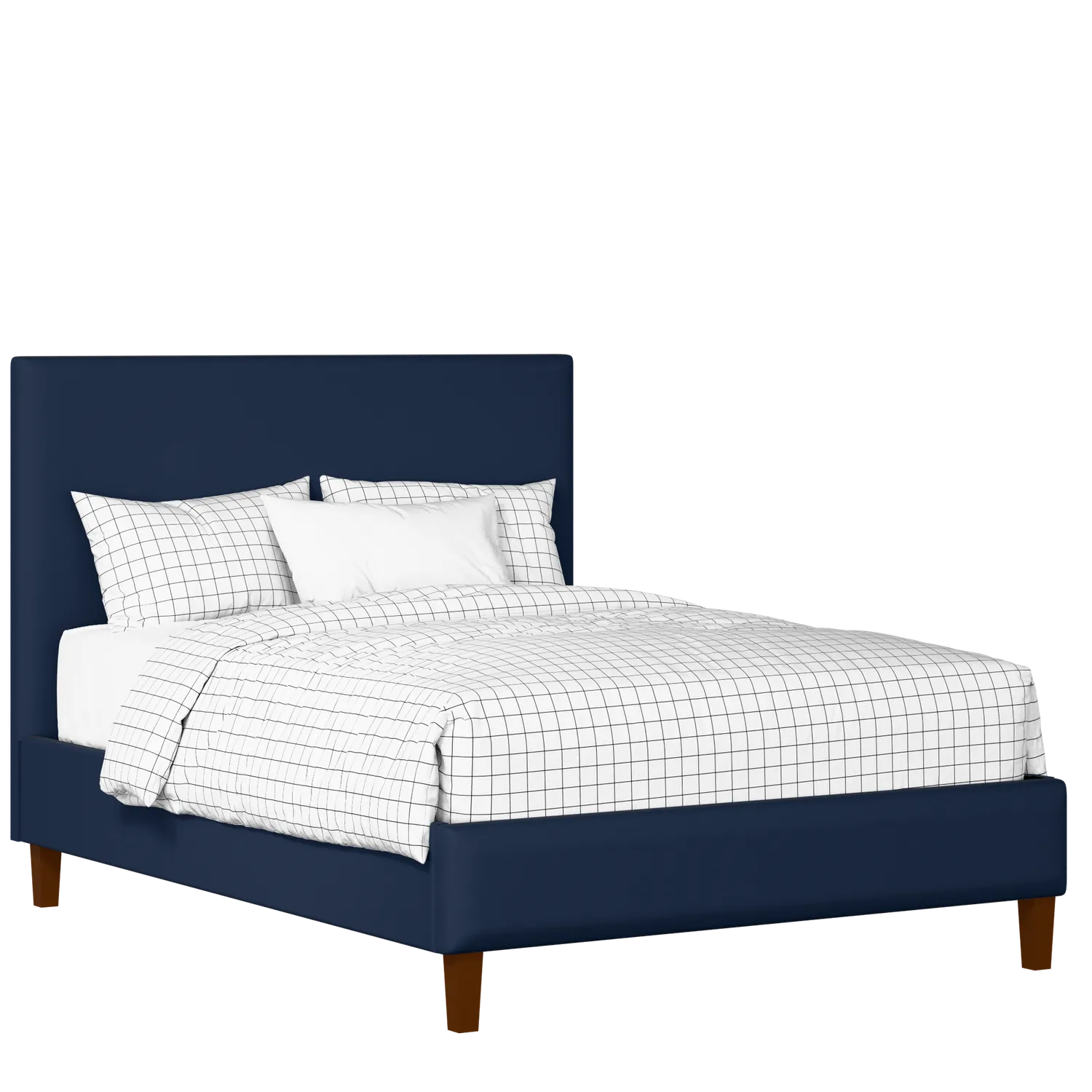 Porto Slim upholstered bed in oxford blue fabric