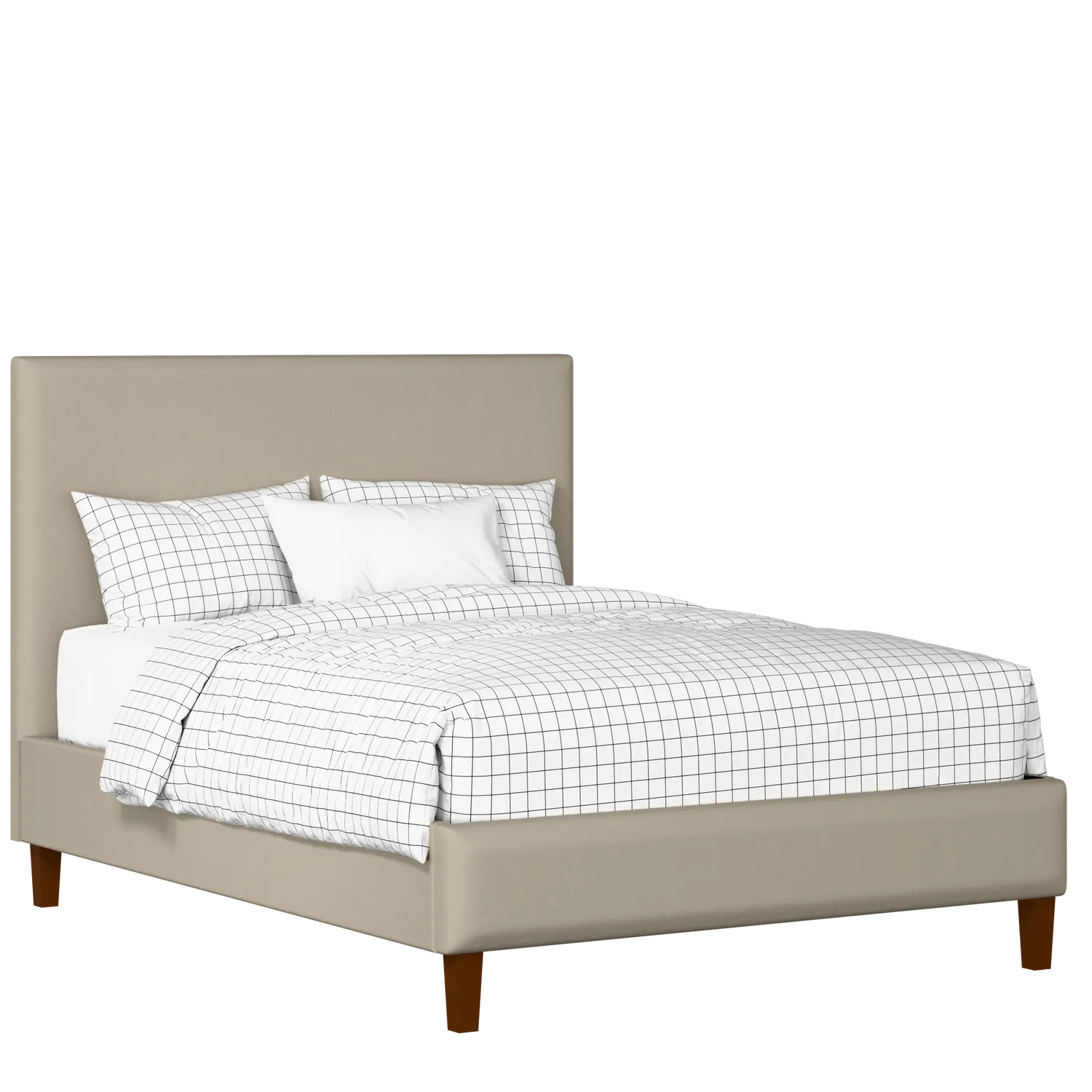 Porto Slim upholstered bed in oatmeal fabric