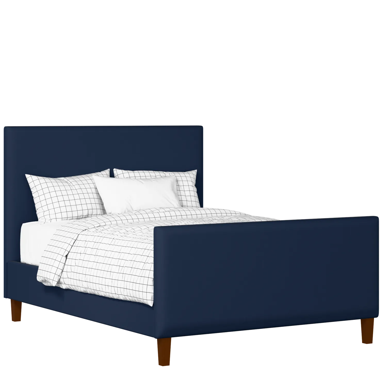 Porto upholstered bed in oxford blue fabric