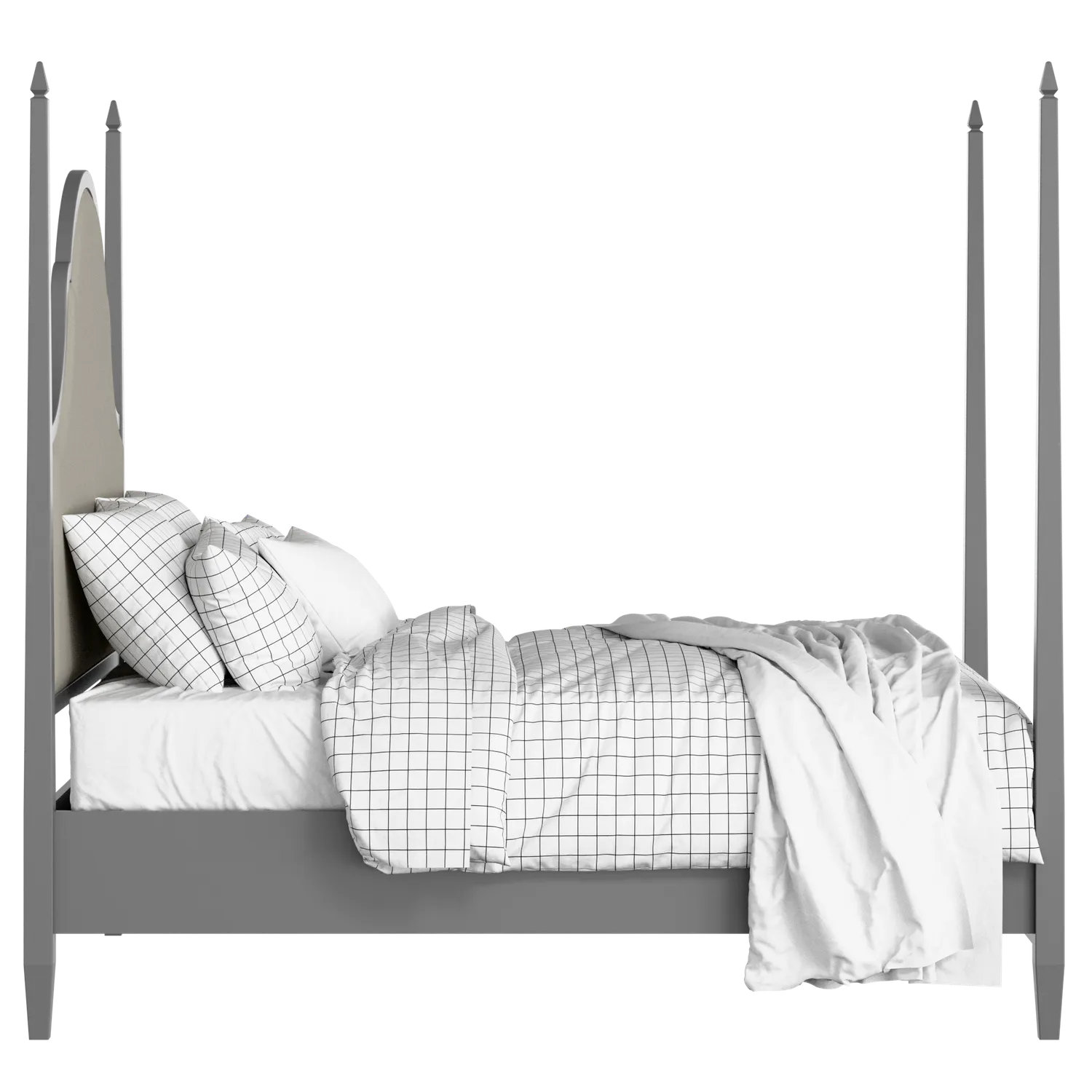 Beckett Upholstered wood upholstered bed in grey with Silver fabric