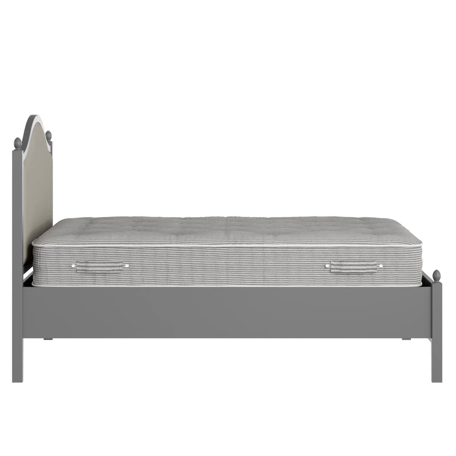 Brady Slim Upholstered wood upholstered bed in grey with Silver fabric