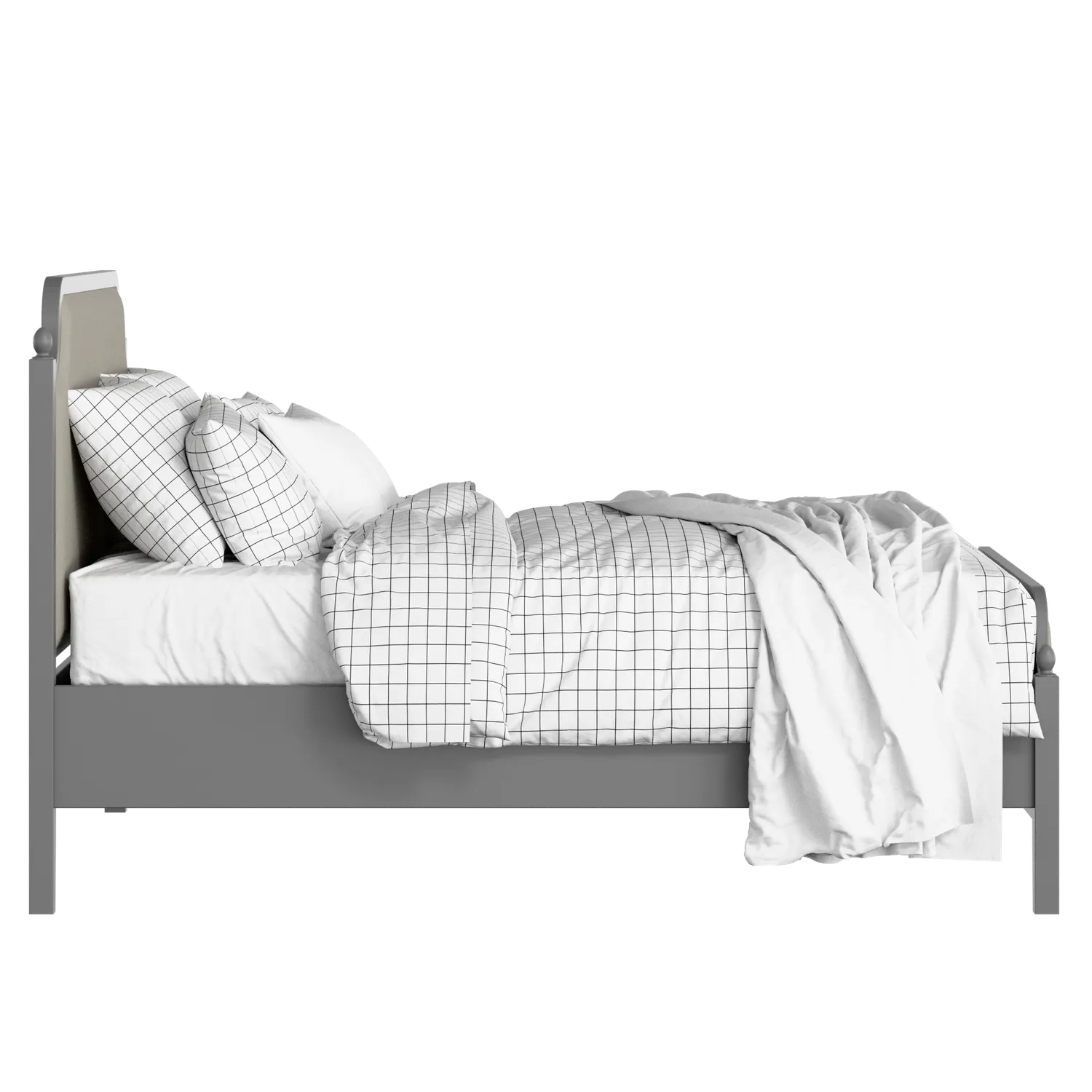 Bronte Upholstered wood upholstered bed in grey with Silver fabric