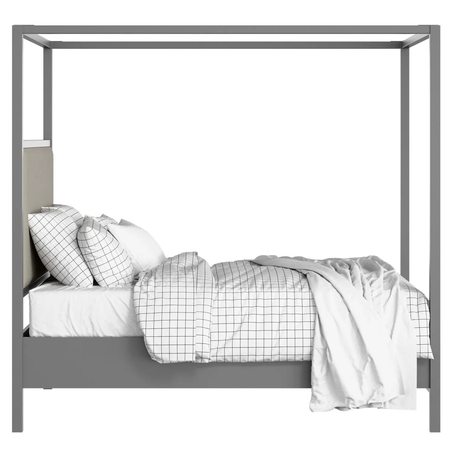 Byron Slim Upholstered wood upholstered bed in grey with Silver fabric