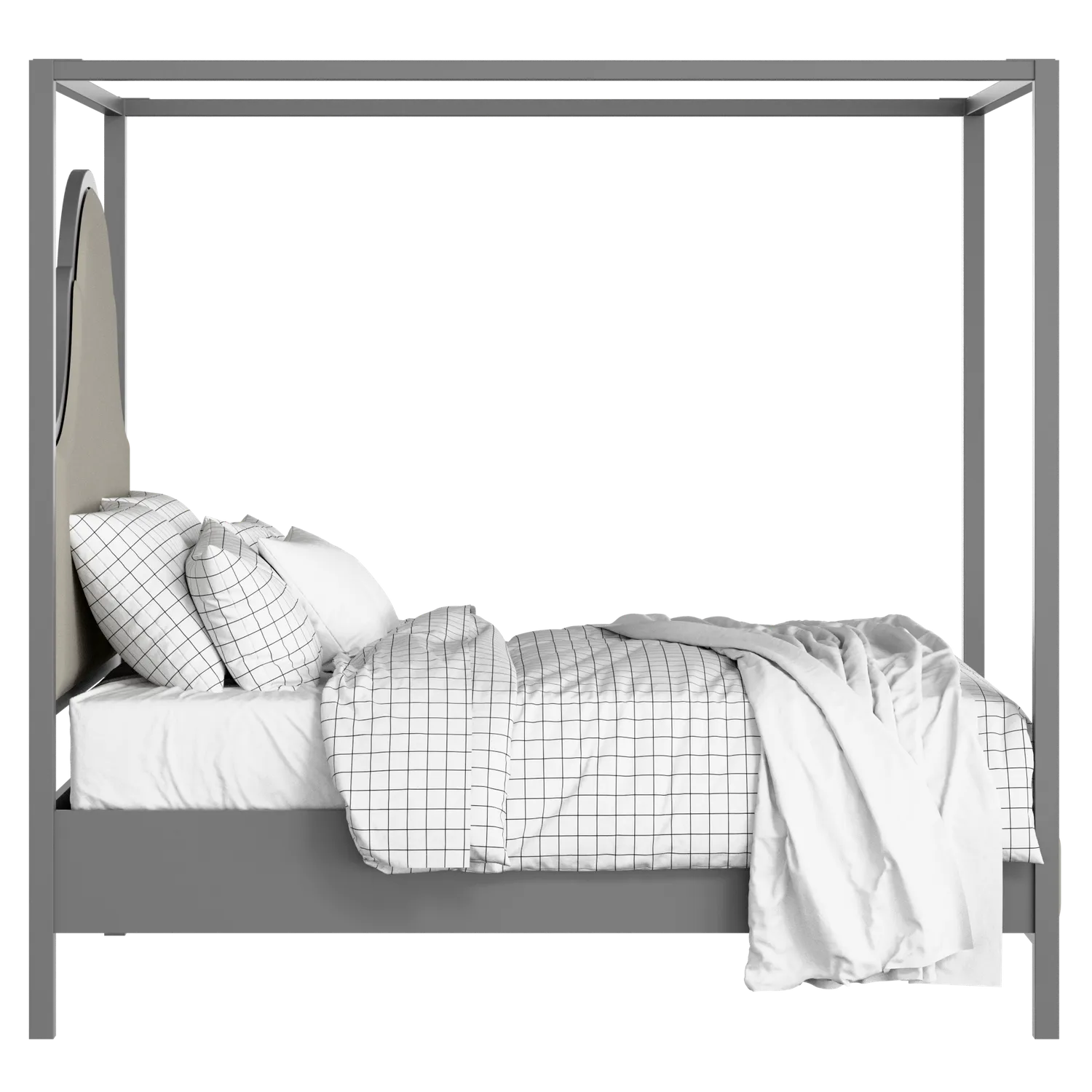 Joyce Upholstered wood upholstered bed in grey with Silver fabric