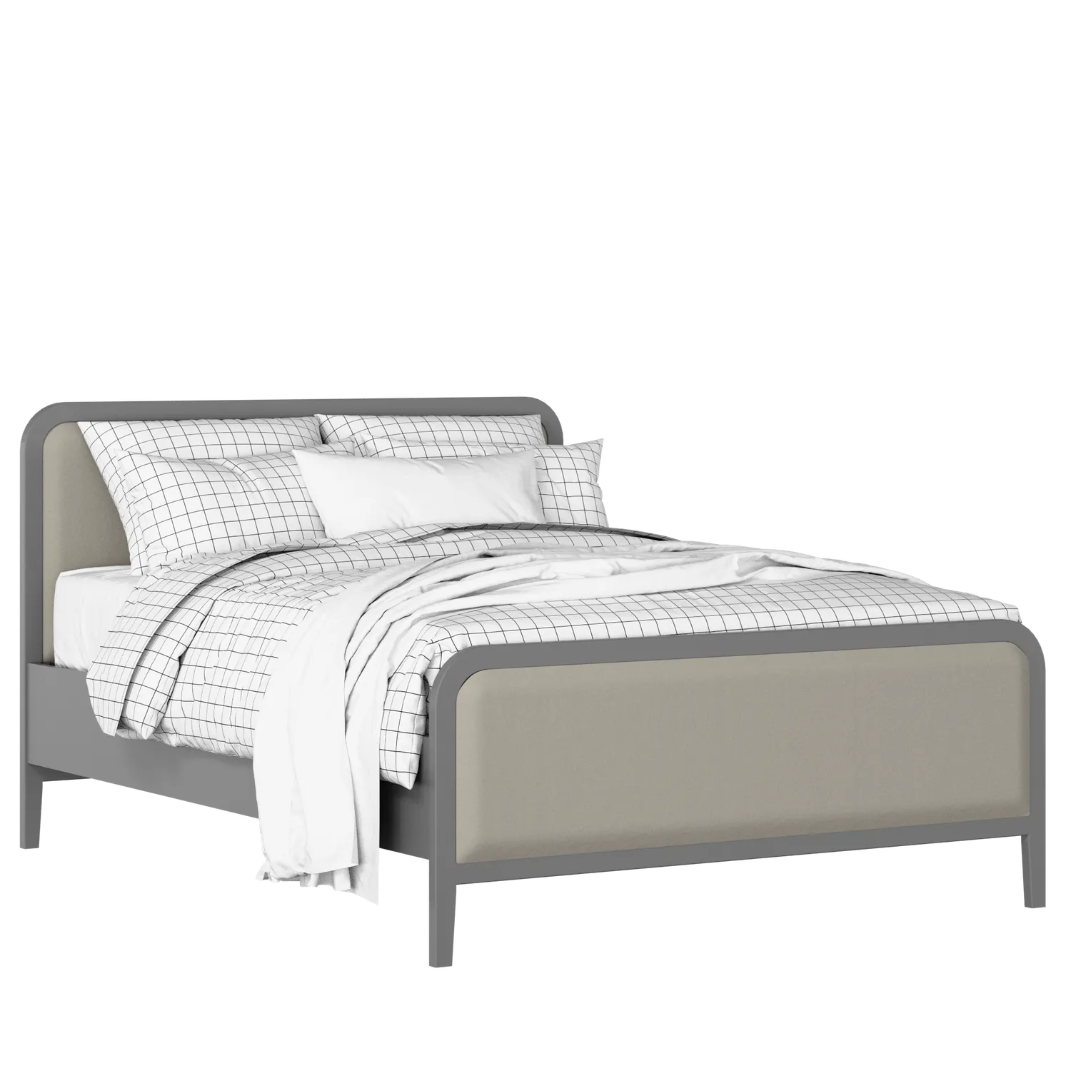 Keats Upholstered wood upholstered bed in grey with Silver fabric