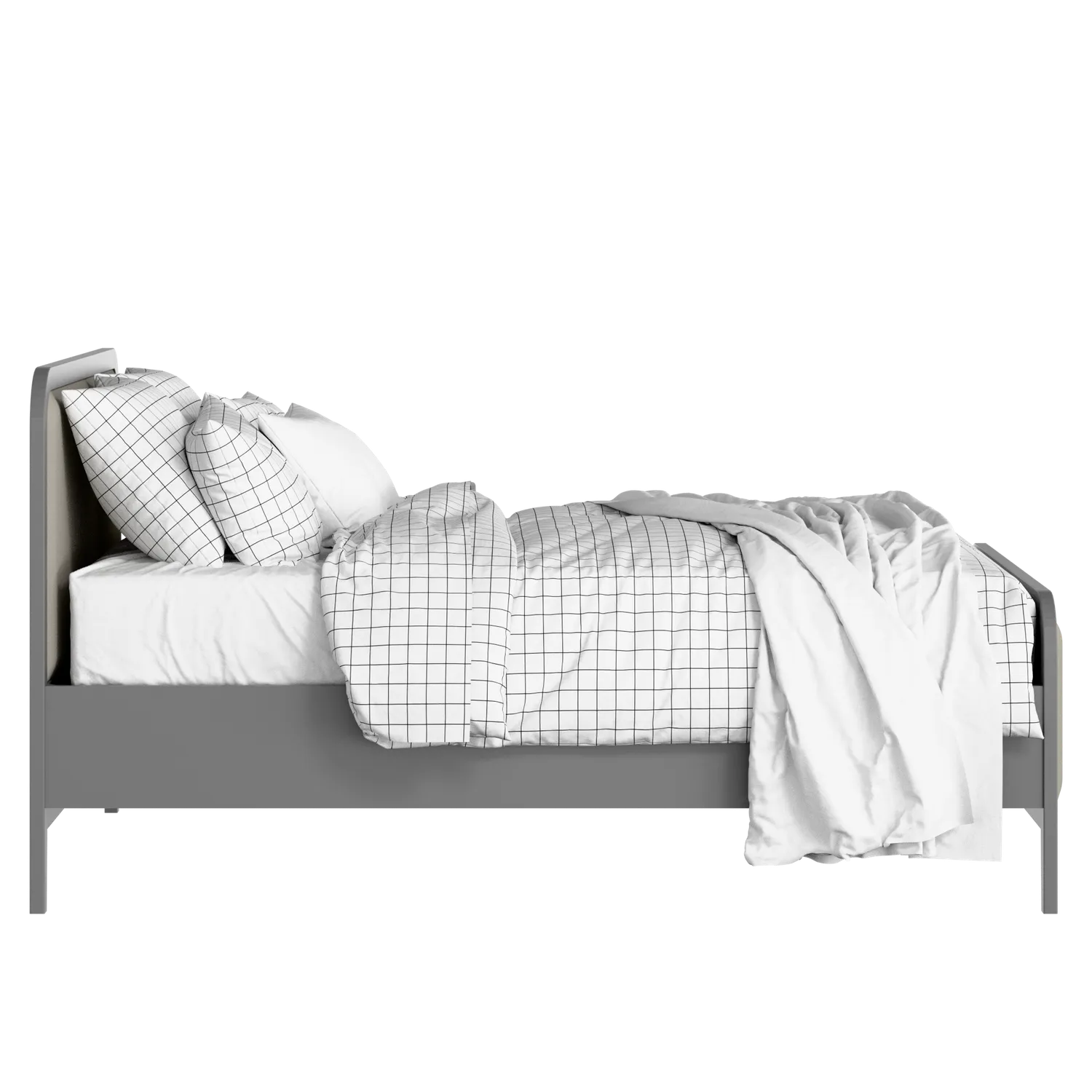 Keats Upholstered wood upholstered bed in grey with Silver fabric