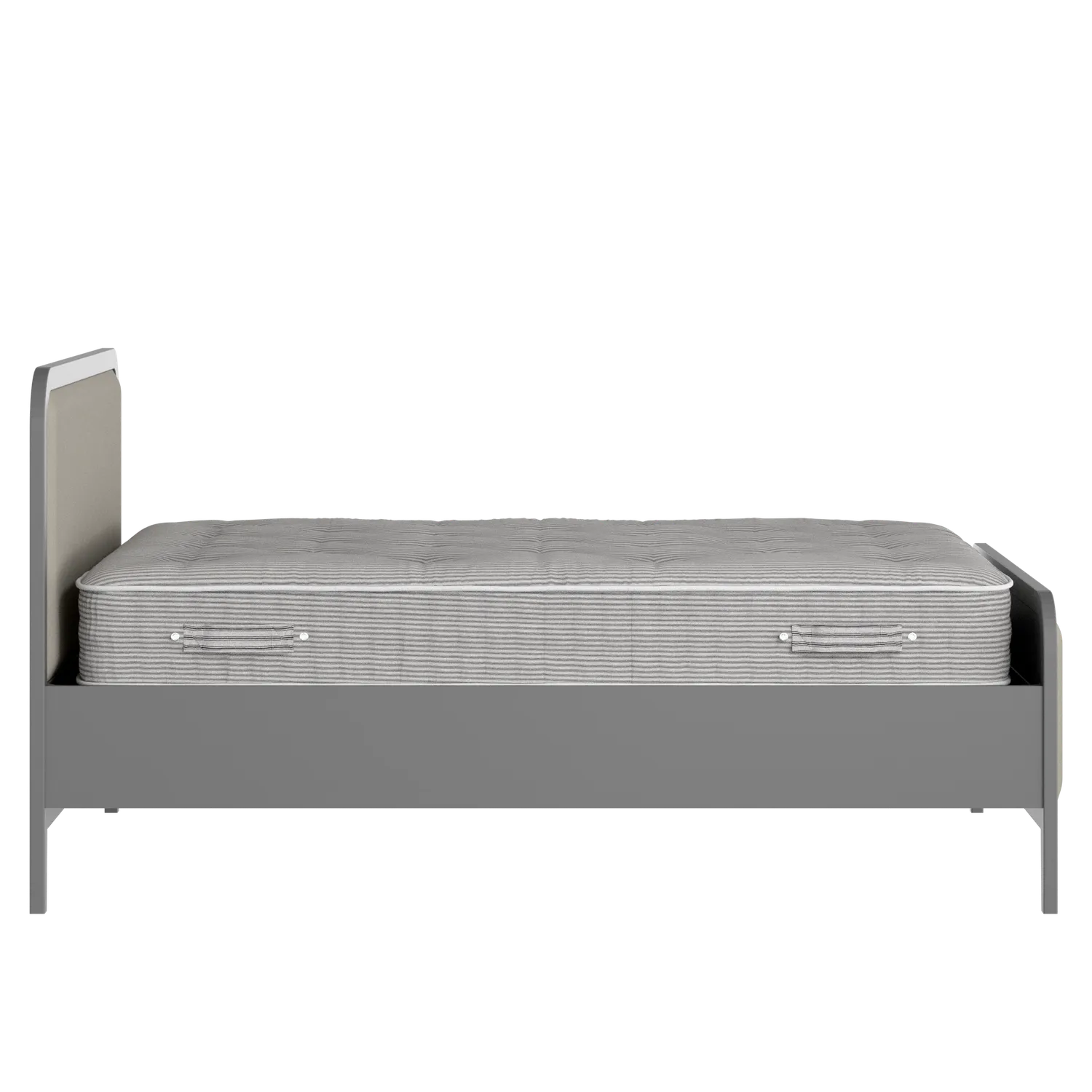 Keats Upholstered wood upholstered bed in grey with Silver fabric