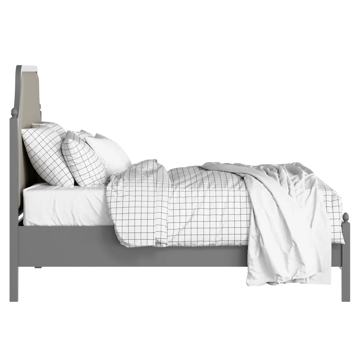 Ruskin Slim Upholstered wood upholstered bed in grey with Silver fabric