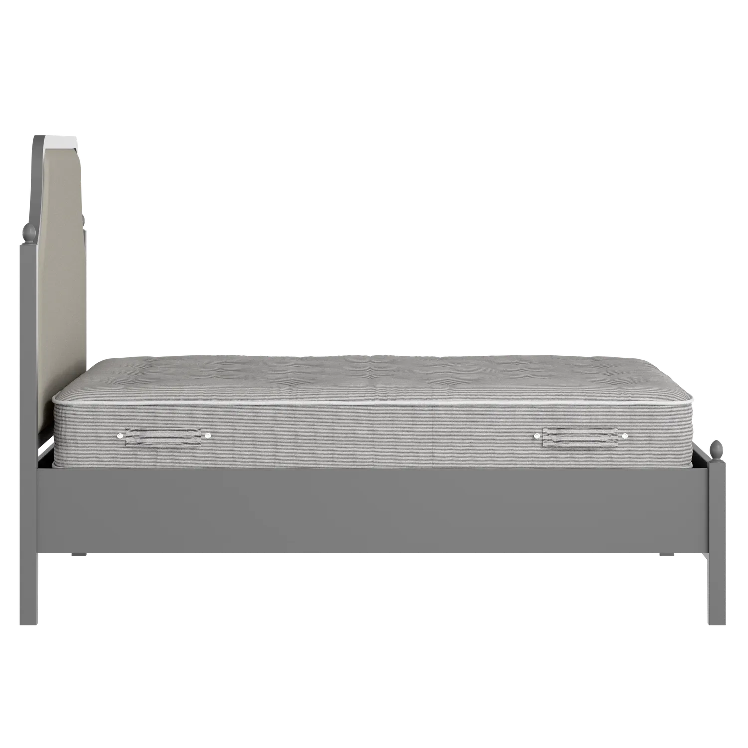 Ruskin Slim Upholstered wood upholstered bed in grey with Silver fabric