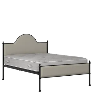 Albert Slim iron/metal upholstered bed in black with Silver fabric - Thumbnail