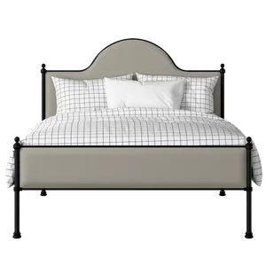 Albert Slim iron/metal upholstered bed in black with Silver fabric - Thumbnail