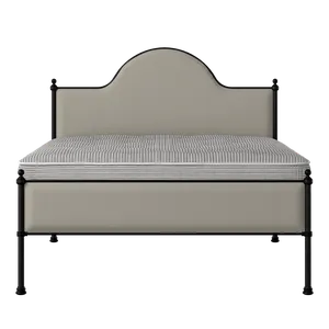 Albert Slim iron/metal upholstered bed in black with Silver fabric - Thumbnail