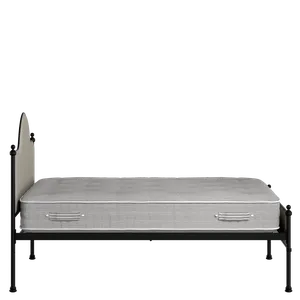 Albert Slim iron/metal upholstered bed in black with Silver fabric - Thumbnail