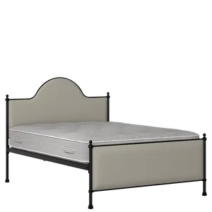 Albert iron/metal upholstered bed in black with Silver fabric - Thumbnail