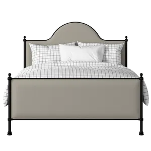 Albert iron/metal upholstered bed in black with Silver fabric - Thumbnail