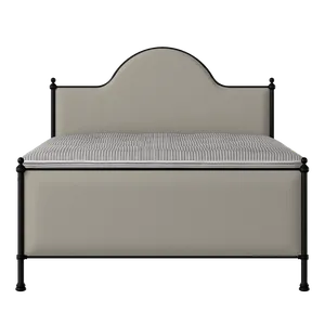 Albert iron/metal upholstered bed in black with Silver fabric - Thumbnail