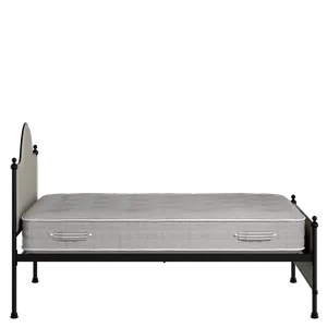 Albert iron/metal upholstered bed in black with Silver fabric - Thumbnail