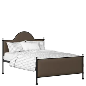 Albert iron/metal upholstered bed in black with storm grey fabric - Thumbnail