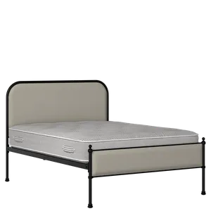 Bray Slim iron/metal upholstered bed in black with Silver fabric - Thumbnail