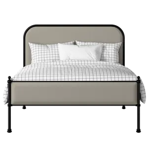 Bray Slim iron/metal upholstered bed in black with Silver fabric - Thumbnail