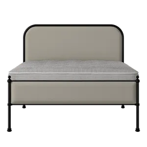 Bray Slim iron/metal upholstered bed in black with Silver fabric - Thumbnail