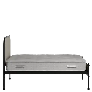 Bray Slim iron/metal upholstered bed in black with Silver fabric - Thumbnail