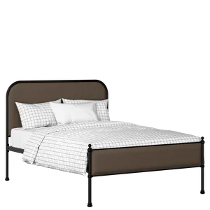 Bray Slim iron/metal upholstered bed in black with storm grey fabric - Thumbnail