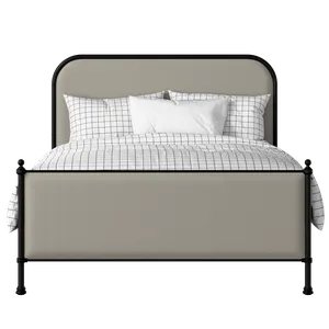 Bray iron/metal upholstered bed in black with Silver fabric - Thumbnail