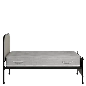 Bray iron/metal upholstered bed in black with Silver fabric - Thumbnail