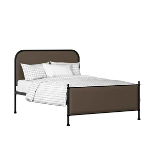 Bray iron/metal upholstered bed in black with storm grey fabric - Thumbnail