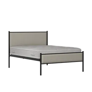 Brest Slim iron/metal upholstered bed in black with Silver fabric - Thumbnail