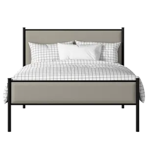 Brest Slim iron/metal upholstered bed in black with Silver fabric - Thumbnail