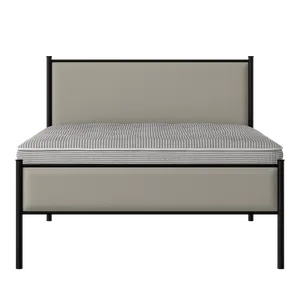 Brest Slim iron/metal upholstered bed in black with Silver fabric - Thumbnail