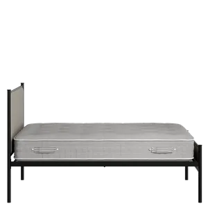 Brest Slim iron/metal upholstered bed in black with Silver fabric - Thumbnail